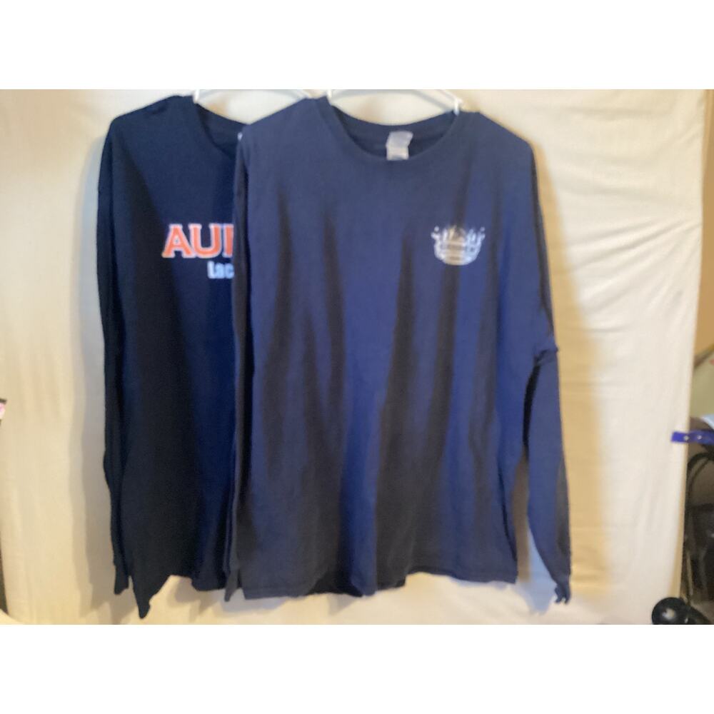 1980 (2) Mens Long Sleeve Tshirts Both Navy Blue Size Extra Large